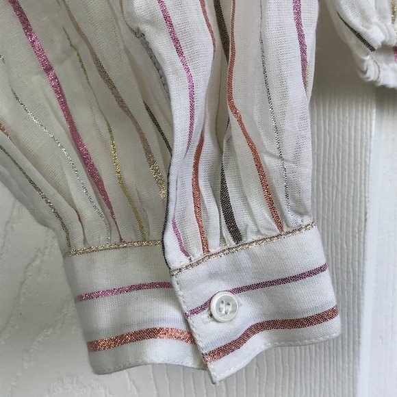 Joie Womens Satomi Ivory Metallic Blouson Blouse - Picture 7 of 12